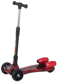 HOMCOM trotinete dobrável com altura ajustável em 4 níveis com luzes musicais Nevoeiro de água para crianças acima de 3 anos 61x26x63-81 cm Vermelho