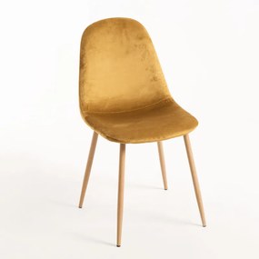 Cadeira Teok Veludo - Amarelo