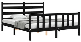 Estrutura de cama King Size com cabeceira madeira maciça preto