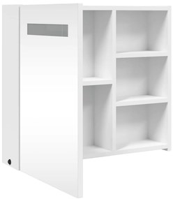 Armário espelhado p/ casa de banho c/ LEDs 60x13x52cm branco