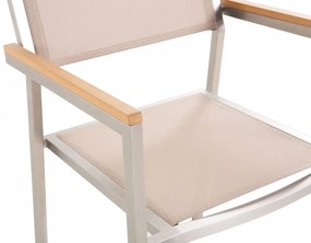 Conjunto de mesa com tampo granito polido preto 180 x 90 cm e 6 cadeiras creme GROSSETO Beliani