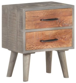 vidaXL Mesa de cabeceira 40x30x50cm mangueira áspera maciça cinzento
