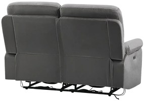 Sofá reclinável de 2 lugares veludo cinzento escuro com LED e entrada USB BERGEN Beliani