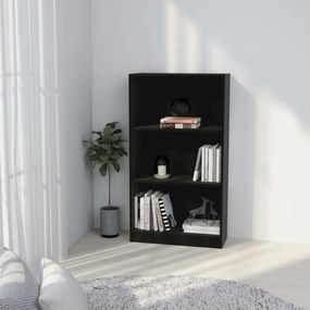 vidaXL Estante c/ 3 prateleiras 60x24x109 cm madeira processada preto