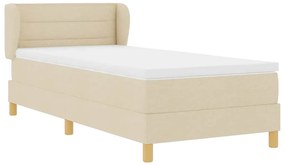 Cama Box Spring vidaXL com Colchão Creme 90x200 cm Tecido
