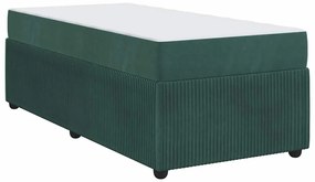 Estrutura de cama com colchão Verde-escuro 90 x 190 cm Veludo