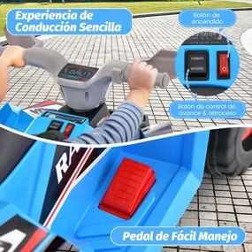 Moto 4 Elétrica para Crianças com Bateria de 6V - Controlo Remoto - Assento - Interruptor para a Frente e para Trás azul