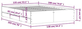 Estrutura de cama c/ gavetas 135x190cm derivados madeira branco