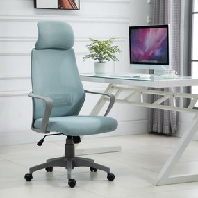 Vinsetto Cadeira de escritório ergonômica inclinável Altura ajustável 64x58x116-126 cm Azul