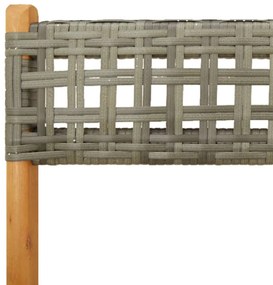 3 pcs conjunto de bistrô vime PE e madeira maciça cinzento