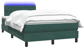 Cama boxspring com colchão 120x210 cm veludo verde-escuro