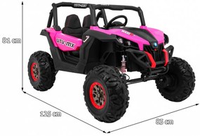 Buggy elétrico para Crianças 24V 4x4 2 Lugares SuperStar Rodas de EVA, Assento de couro Rosa