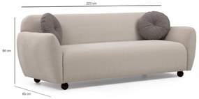 Sofá de 3 Lugares Eddy – Creme – 223 x 83 x 86 cm