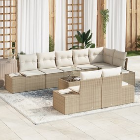 Conjunto de Sofá de Jardim de 9 Peças com Almofadas em Rattan Polietil