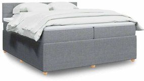 vidaXL Cama com molas/colchão 200x200 cm tecido cinza-claro