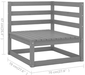 14 pcs conj. lounge de jardim + almofadões pinho maciço cinza