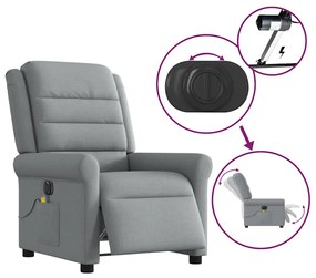 Poltrona de massagens reclinável elétrica tecido cinzento-claro
