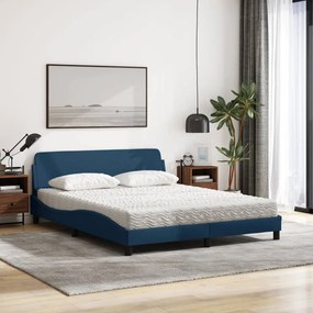 Cama com colchão 160x200 cm tecido azul