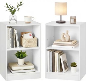 Conjunto de 2 mesas de cabeceira 30 x 40 x 60 cm Coleção Custos com compartimentos abertos para uso versátil, brancas