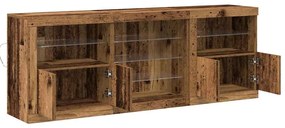 Aparador com Luzes LED Madeira Velha 181,5x37x67 cm Madeira Processada