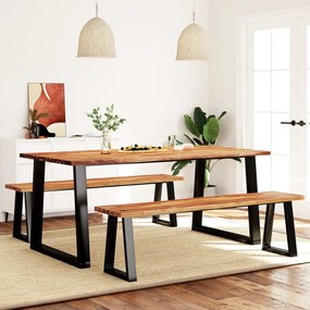 vidaXL 3 pcs conjunto de jantar c/ bordas vivas acácia maciça