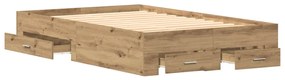 Cama com Gavetas vidaXL Carvalho Artisan 120x190 cm Madeira de engenha