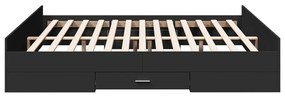 Estrutura de cama c/ gavetas 200x200 cm derivados madeira preto