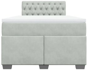 Cama boxspring c/ colchão 120x200 cm veludo cinzento-claro