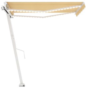 Toldo retrátil manual com LED 300x250 cm amarelo e branco