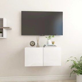 Móvel de TV para parede 60x30x30 cm branco brilhante