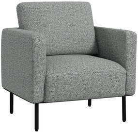 HOMCOM Sofá de Sala Sofá em Tecido 1 Lugar Revestimento Aspecto Linho Pés em Aço 79x76x65 cm Cinza Preto | Aosom Portugal