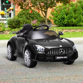 Carro elétrico para crianças acima de 3 anos Mercedes GTR licenciado Bateria 12V com controle remoto Música Faróis Porta dupla de abertura Carga 25kg