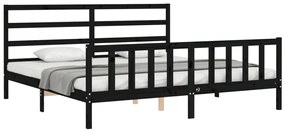 Estrutura de cama com cabeceira 200x200 cm madeira maciça preto