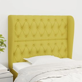 vidaXL Cabeceira de cama c/ abas tecido 103x23x118/128 cm verde
