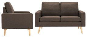 vidaXL 2 pcs conjunto de sofás tecido castanho