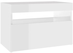 Móvel de TV com luzes LED 60x35x40 cm branco brilhante