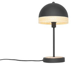 Candeeiro de mesa oriental preto com vime 20 cm - Magna Rattan Oriental