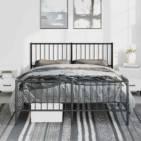 Estrutura de cama com cabeceira e pés 135x190 cm metal preto