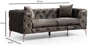 Sofá de 2 Lugares Como – Antracite – 197 cm x 70 cm x 90 cm
