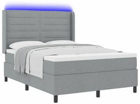 Cama com Estrado e Colchão Cinza Claro 140x200 cm em Tecido