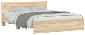 Estrutura de cama com cabeceira 150x200 cm carvalho sonoma