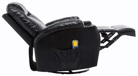 Cadeira de massagem reclinável couro artificial preto