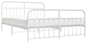 Estrutura de cama com cabeceira e pés 183x213 cm metal branco