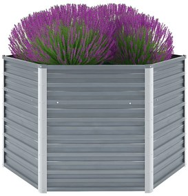 Canteiro elevado jardim aço galvanizado 129x129x77 cm cinzento