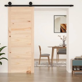 Porta de celeiro 80x1,8x204,5 cm madeira de pinho maciça