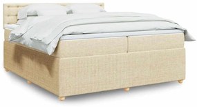 vidaXL Cama com molas/colchão 200x200 cm tecido cor creme