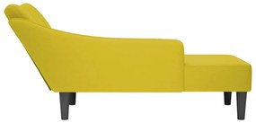 Chaise-longue com apoio de braço direito veludo amarelo