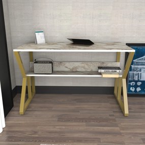 Secretária Wake – Branco e Dourado – 120x72,8x60 cm