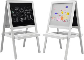 Quadro infantil 2 em 1 54 C x 48 L x 88 A cm com um lado de ardósia magnética e outro de quadro negro para giz branco