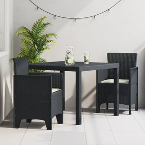 vidaXL Conjunto de Jantar de Jardim com Almofadas Antracite em Rattan Sintético